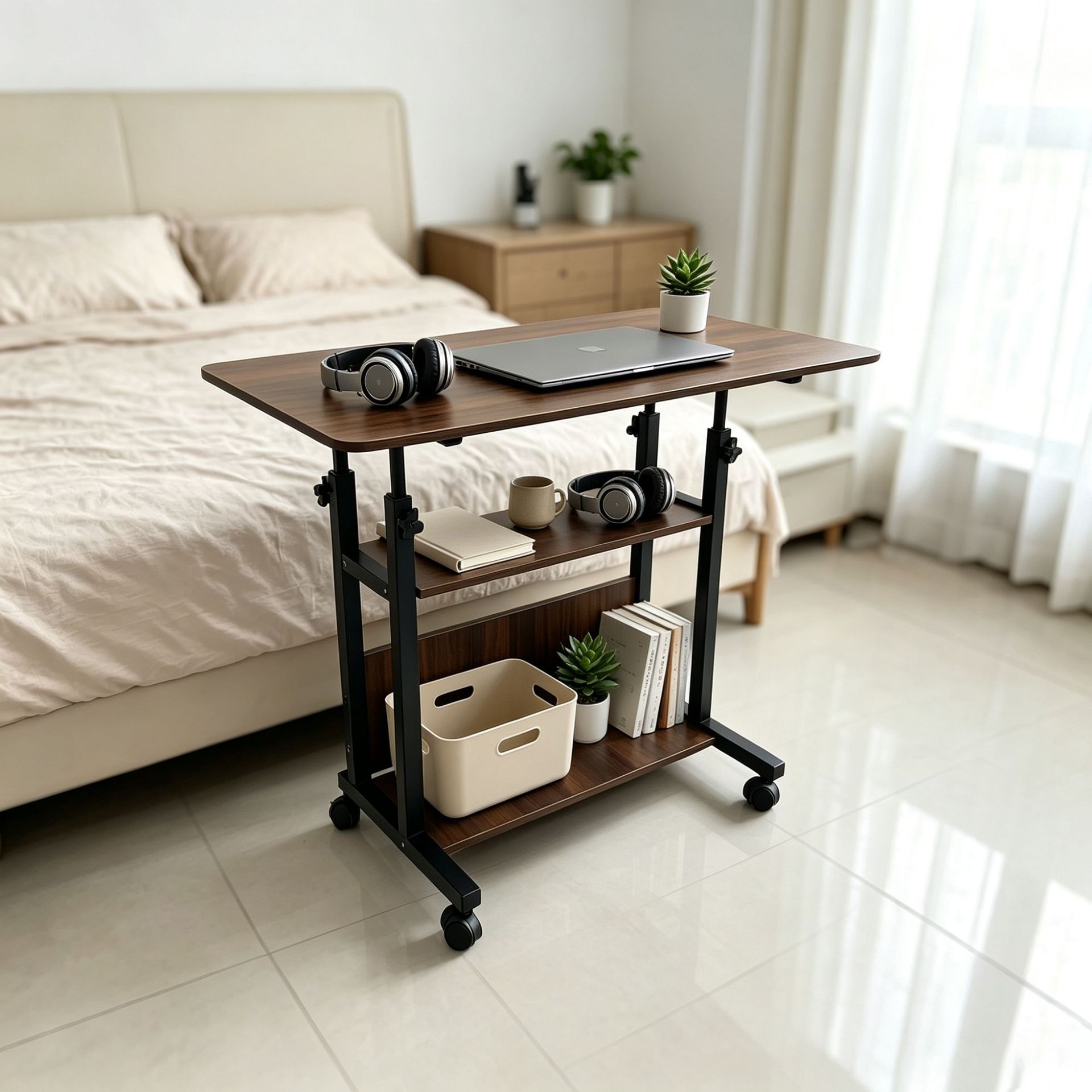 Bedside table, mobile computer desk, bedroom desk, home desk, student desk, adjustable height desk, dormitory desk, lazy person's computer desk