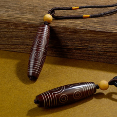 印度小葉紫檀木鑲銀藏式九眼天珠吊墜掛件嵌銀橄欖形佛珠配飾批發