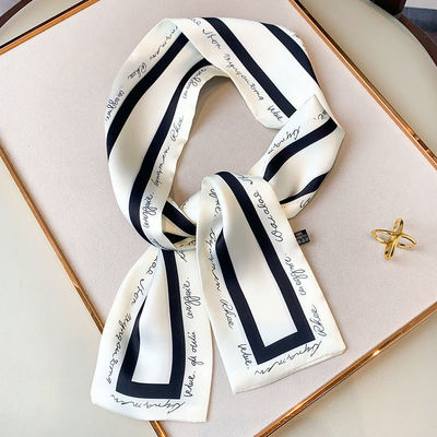 Strip Silk scarf spring and autumn Hair band Dual use Korean Edition Versatile fashion decorate Silk ribbon Occupation Scarf Neck protection scarf