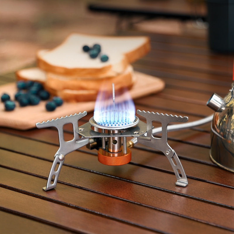 Outdoor portable camping stove stove split gas stove flat gas tank folding stove head with electronic ignition
