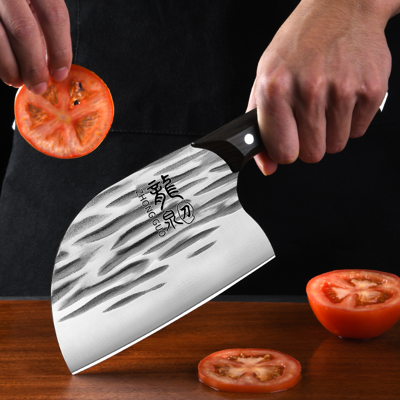 Cuchillo de cocina forjado Longquan, cuchillo para cortar huesos, cuchillo para rebanar, cuchillo para cortar carne, cuchillo especial para chef, cuchillo para cabeza de pescado martillado Longquan, cuchillo de doble propósito