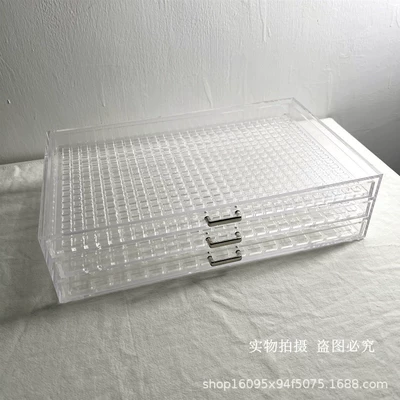 grid drawer organizing jewelry box transparent — Dırnaq bəzəkləri - three-layers-metal-handle-optional-plaid-message-customer-service