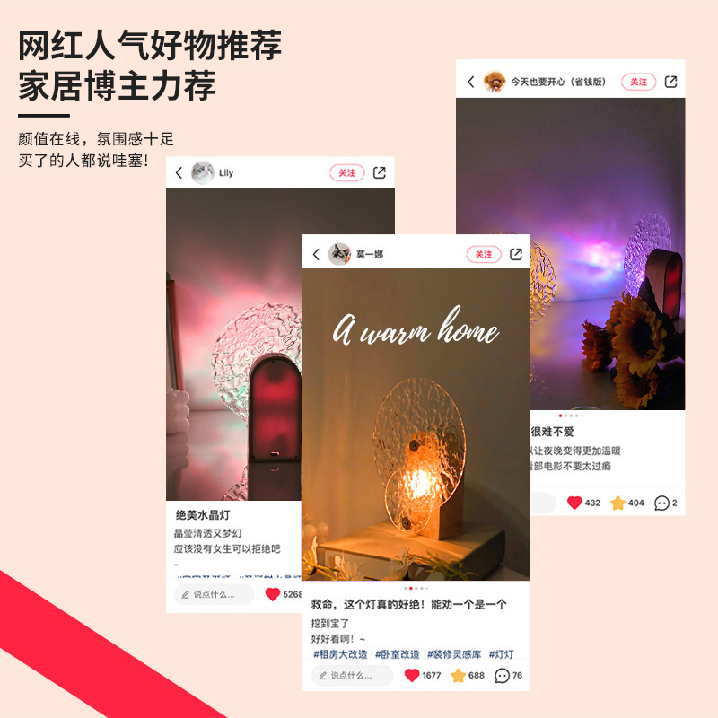 日没水波紋小夜灯寝室睡眠ベッドヘッドランプ光影雰囲気ランプ気分落日灯雰囲気投影|undefined