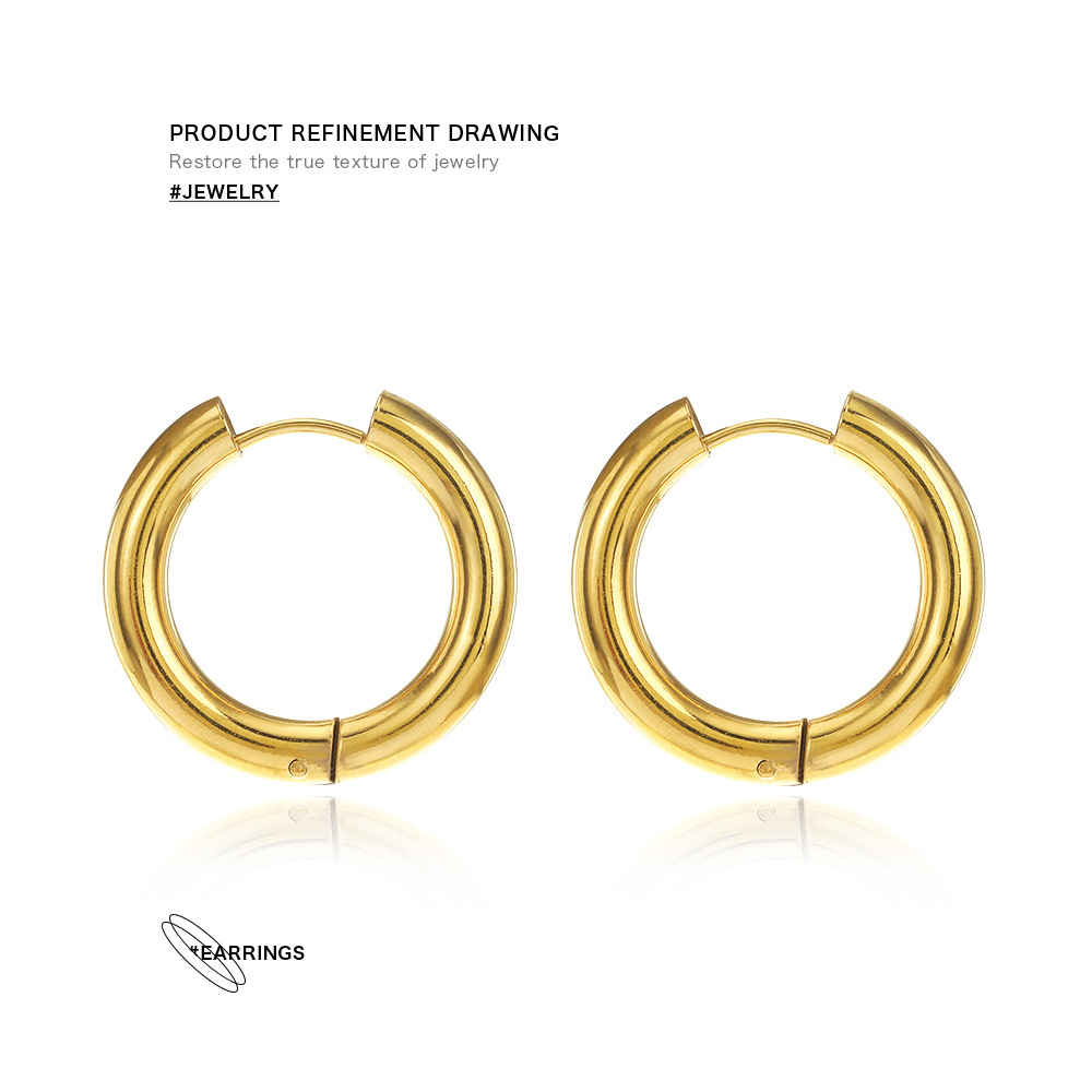 Simple Style Round Stainless Steel Plating Earrings 1 Pair