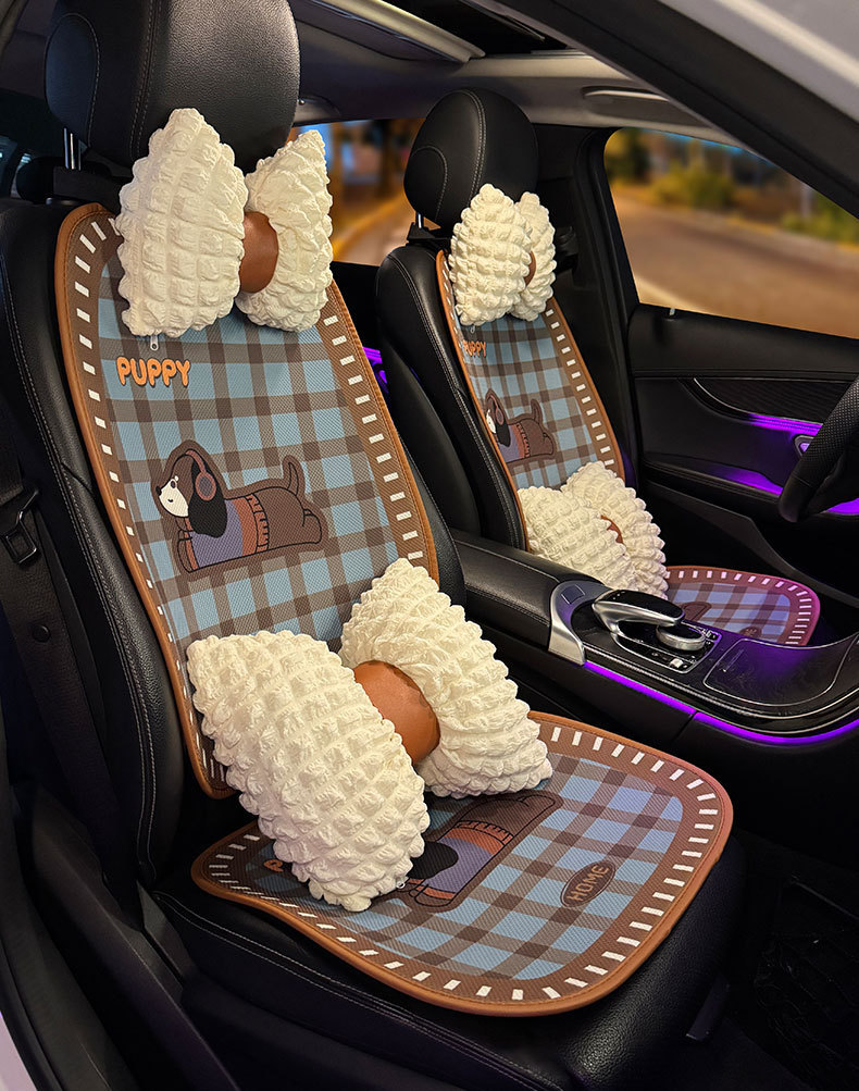 Car Cushion Four Seasons Universal Women's Seat Cushion Summer Breathable Cute Seat Cover High-end Half-bag New Seat Cover