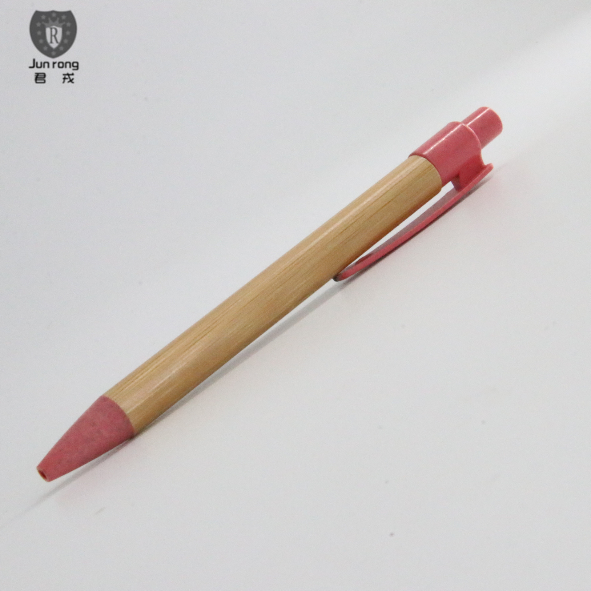 Junrong bambú pluma de bambú pluma trigo Polo material logotipo láser publicidad pluma Tonglu fábrica prensa pluma en stock