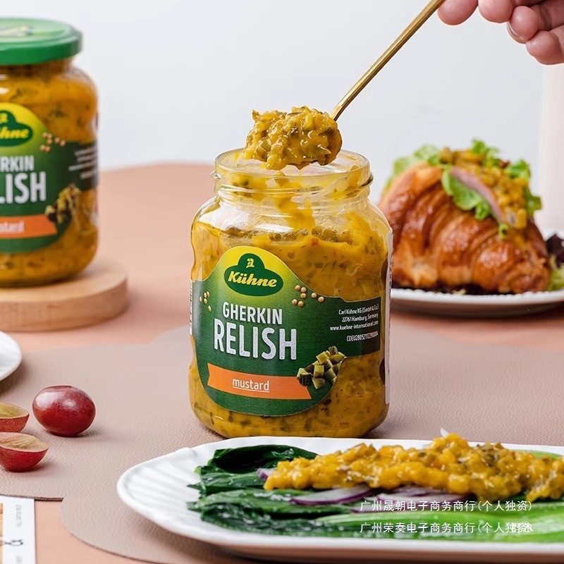 进口冠利芥末青瓜蓉汉堡面包三明治酱料酸黄瓜卷饼热狗酸甜汉堡酱