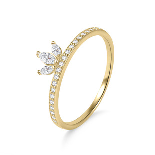 [Quality] High color retention exquisite polished surface cultivation diamond ring women's Korean-style s925 silver crown small ring