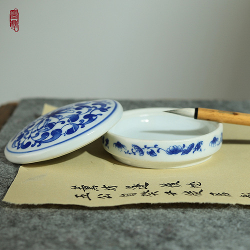 Ink Dish Stationery Ceramic Plate Five-Layer Paint Palette with Watercolor Aged Watercolor Multi-Layer Color Mixing Plate Chinese Painting Four Treasures Inkstone