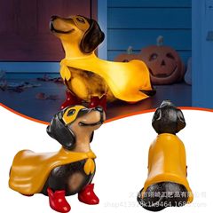 跨境爆品Super Hero Sausage Dog超级英雄腊肠犬树脂LED摆件现货