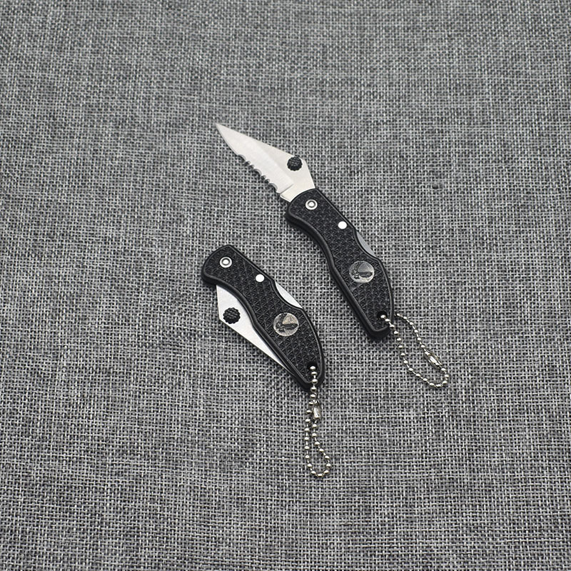 不锈钢花纹折叠小刀户外随身便携礼品刀具 迷你ABS胶柄小折刀