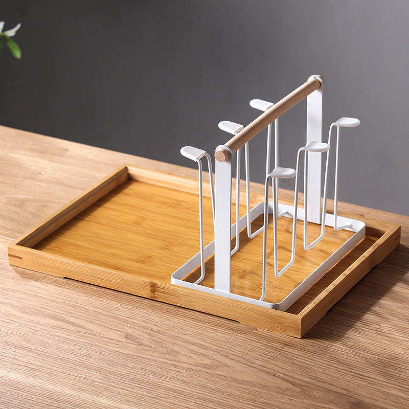 Portavasos invertido con drenaje, estilo japonés, soporte de hierro para cocina al por mayor