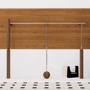 Clothing Store Stainless Steel with Wood Grain Color Wall Display Rack Display Shelf Men's and Women's Clothing Store Clothes Rack Floor-Standing