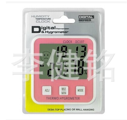 室内外温湿度表/温湿度计 大屏显示 时钟温度计DC107