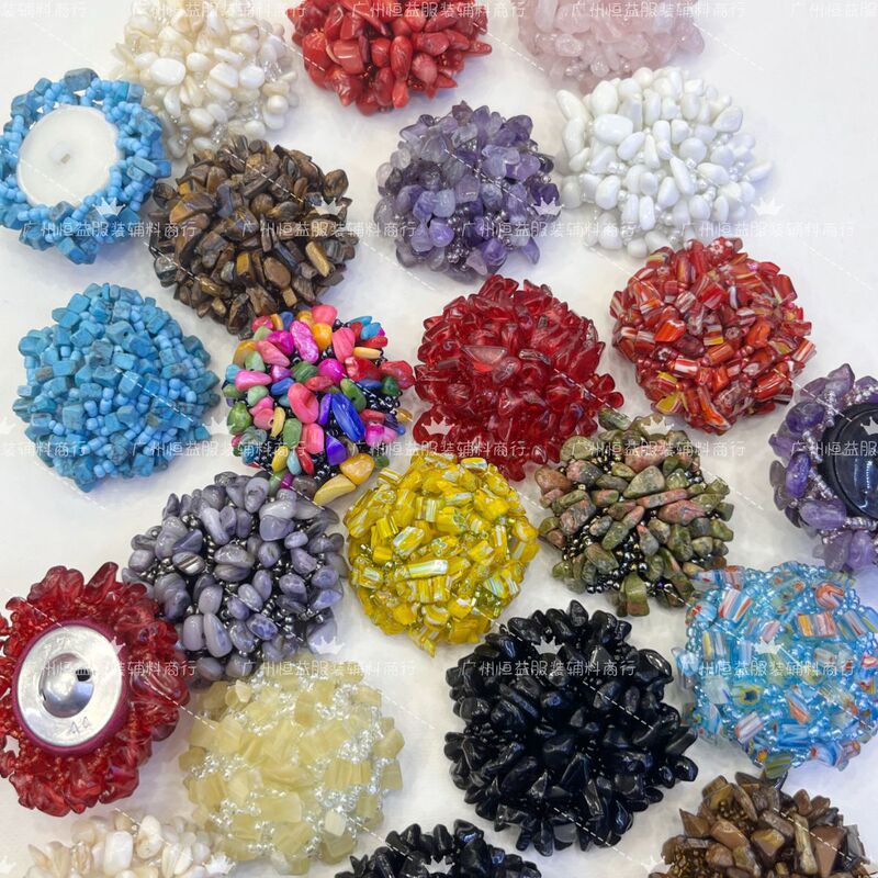Natural Stone Hand-Sewn Beaded Buttons High-End Clothing Earrings Jewelry Decoration Handmade DIY Buttons