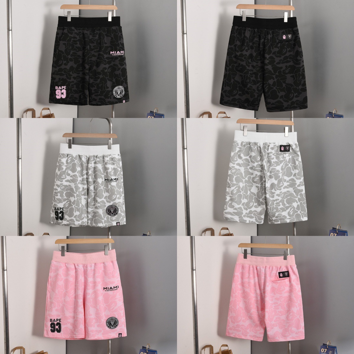 BAPE x MIAMI Miami International No. 93 Multi-color Camouflage Casual Sports Shorts - Real Product Photos