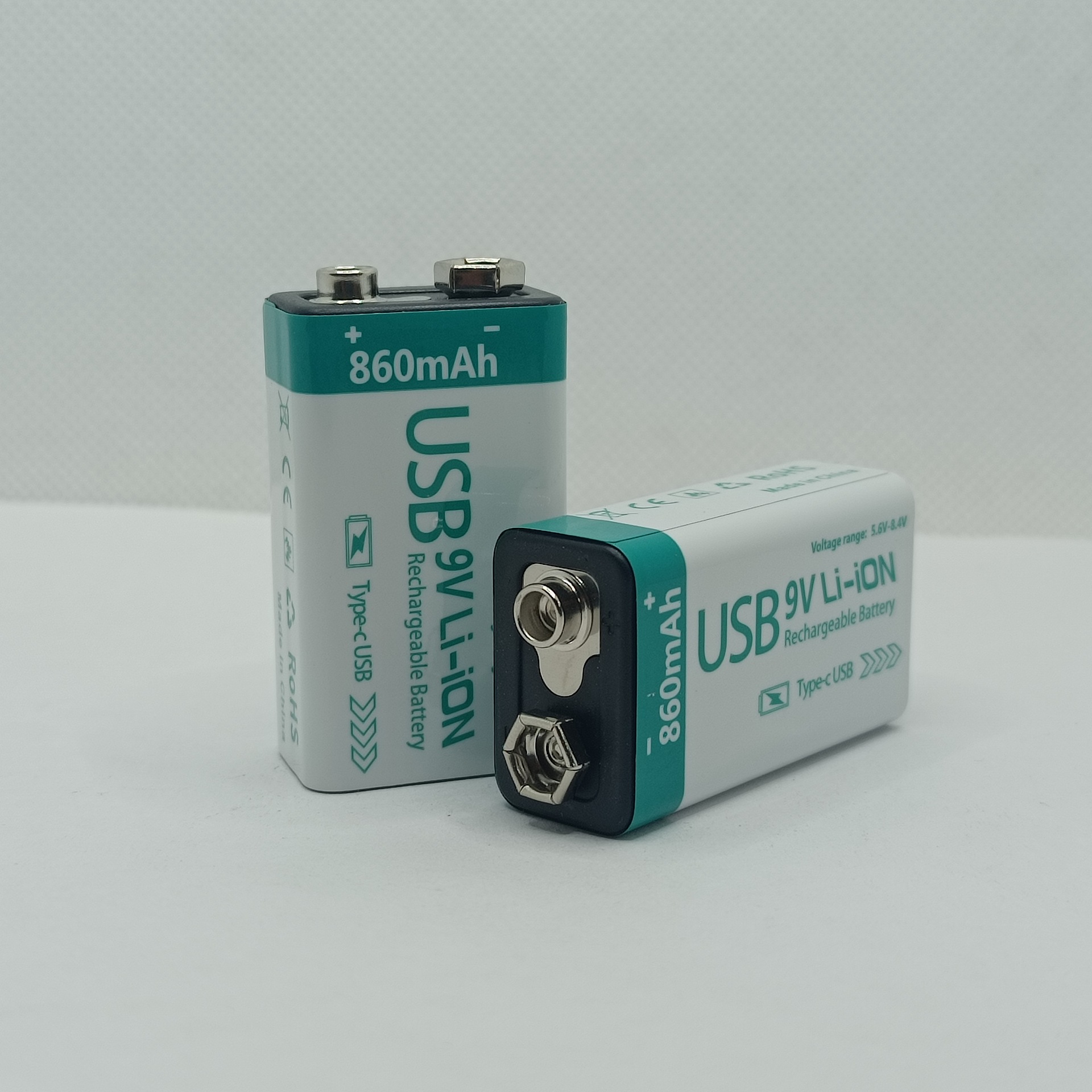 9V可充电电池方形万用表医疗仪器type c充电口麦克风usb锂电池