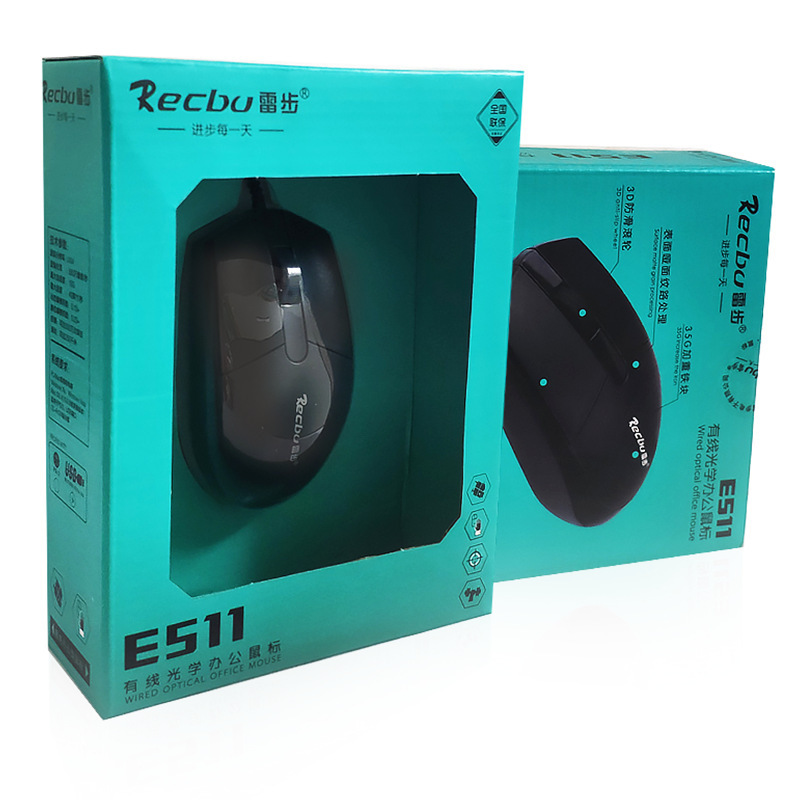 雷步E511线长1.7米有线USB鼠标大包装笔记本电脑办公新起点批发