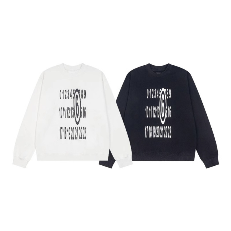 25 High Version Maison Margiela Mm6 Digital Printed American Fashion Brand Versatile Round Neck Sweatshirt