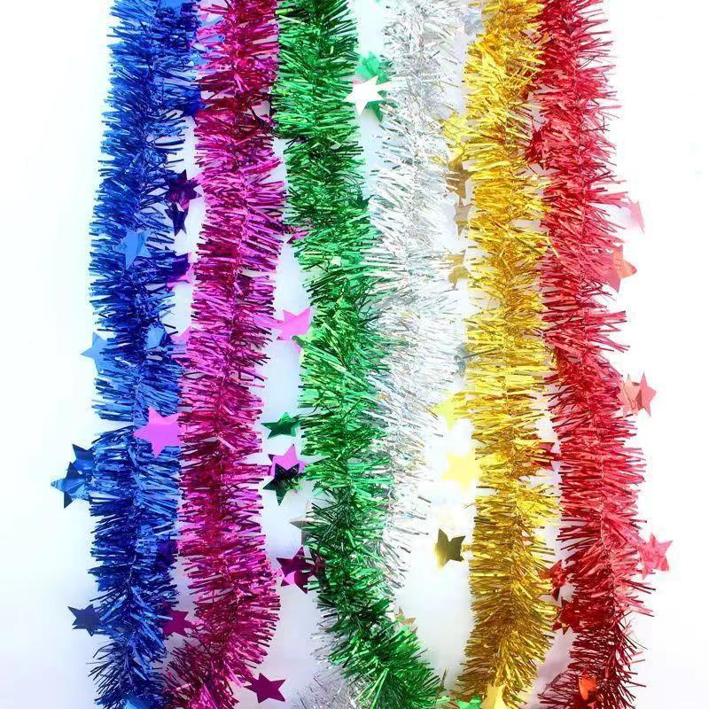 New Year's Day Christmas decoration supplies faux fur Christmas decorations colorful ribbons Christmas scene decoration five-star ribbons