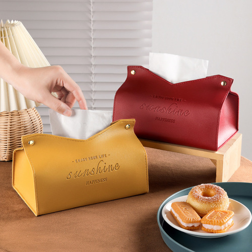 Nordic light luxury tissue box home living room internet celebrity car tissue box simple high-end creative napkin storage box