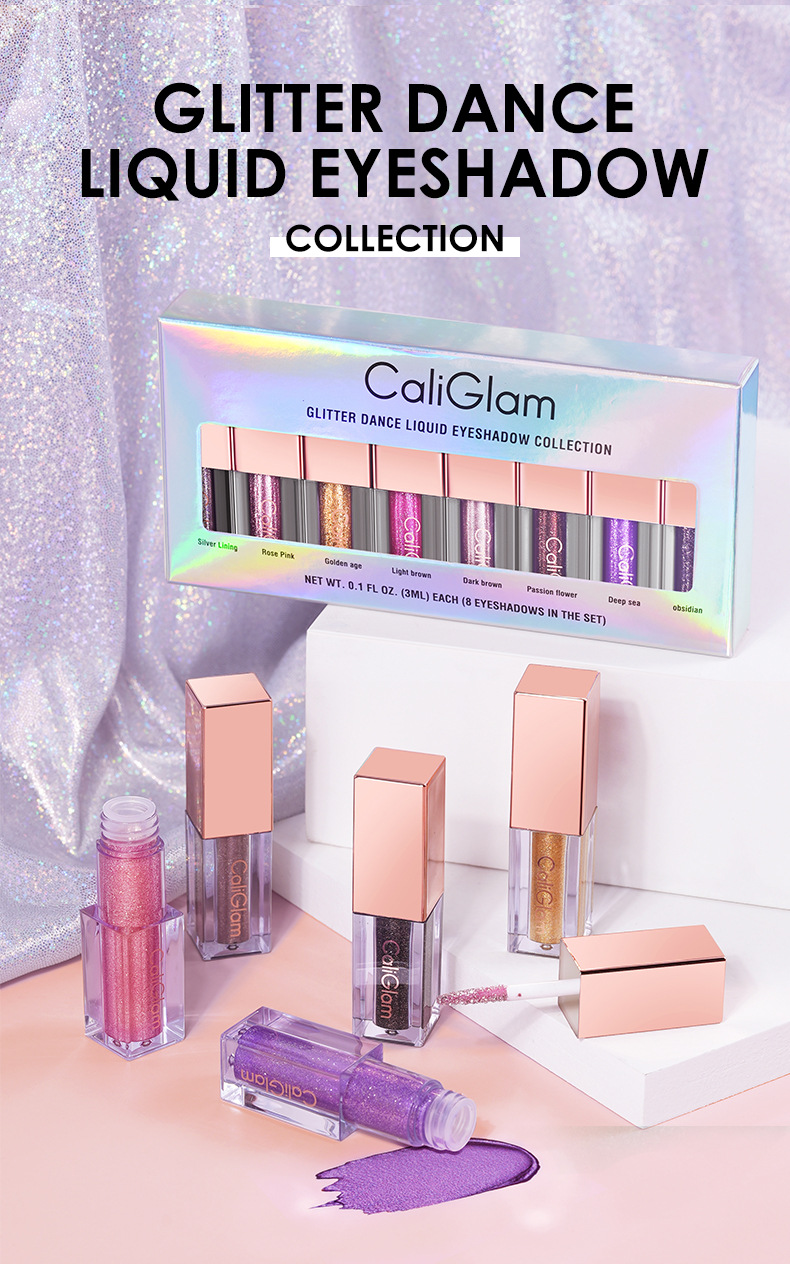 Langmanni 8-Bottle Eyeshadow Liquid Set: High-gloss Multi-Color Pearlescent Glitter Liquid Colored Eyeshadow Specification drawing