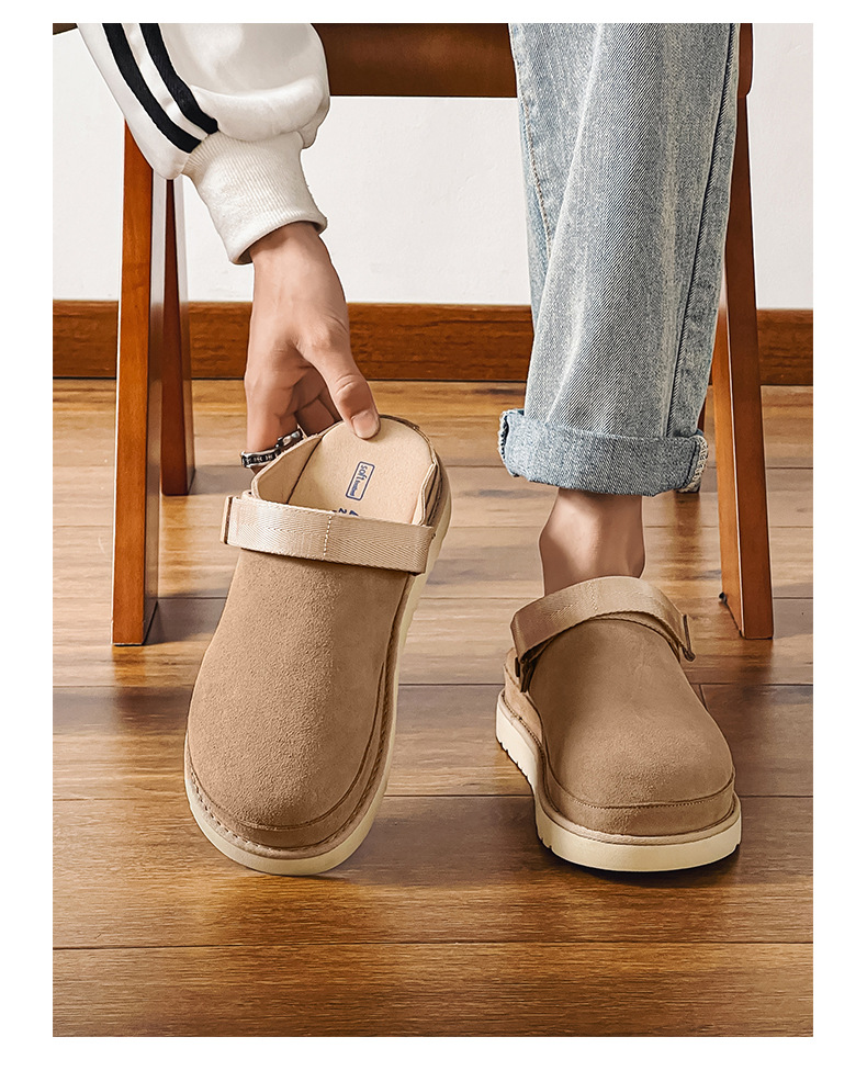 Dames halve slippers van echt leer ademend met dikke zool_voghion.com