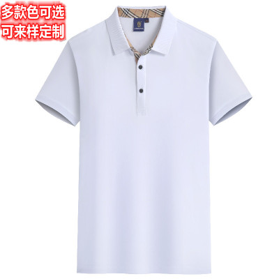 高档短袖翻领T恤定制印logoPolo衫男商务夏季工作服平纹爽滑纯棉