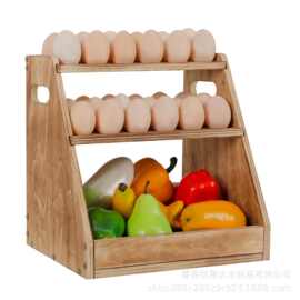 新款木质桌面多层可拆卸置物架厨房台面鸡蛋鸭蛋蔬菜多格陈列架