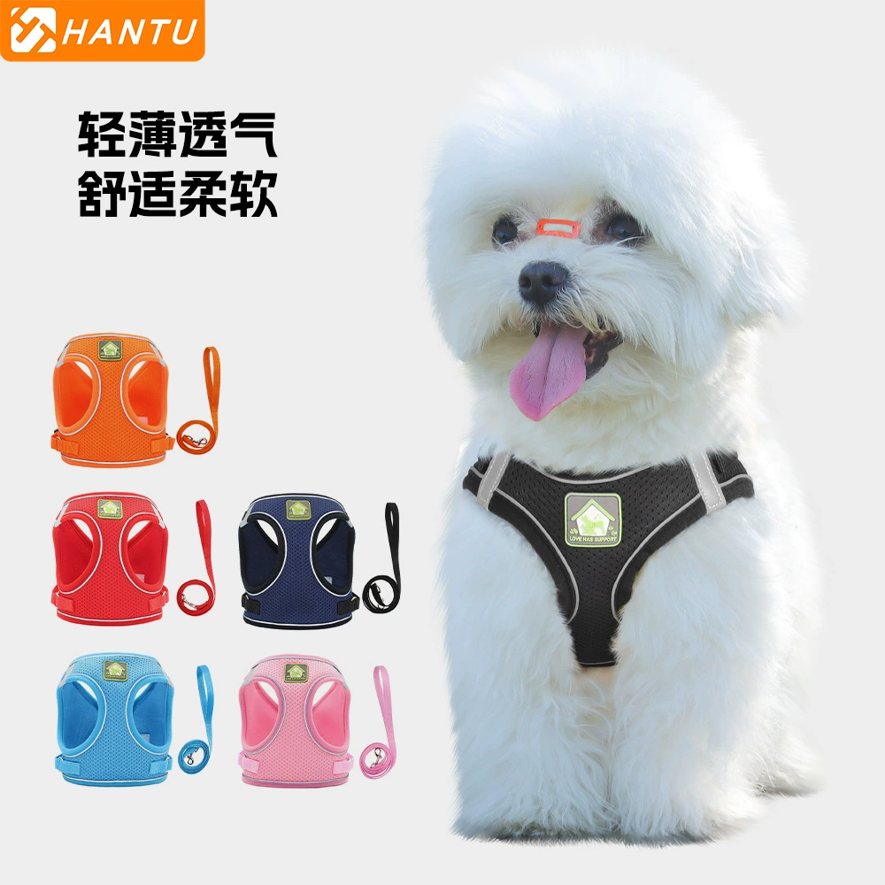 Новый жгут для домашних животных Amazon, светоотражающий дышащий поводок для собак, шлейка для щенков, товары для домашних животных, оптовая продажа