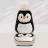 Plush black penguin [imitation cashmere car seat cushion] driver's set (backrest x1 + seat cushion x1)