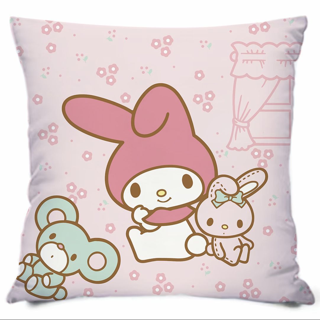 Almohada con estampado de dibujos animados de Sanrio, linda almohada de sofá para dormitorio, cojín de cabecera, cojín de asiento con soporte lumbar para coche