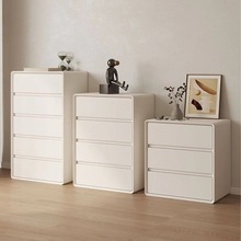 奶油风白色五斗柜卧室简约现代收纳柜三斗柜客厅实木储物柜抽屉柜