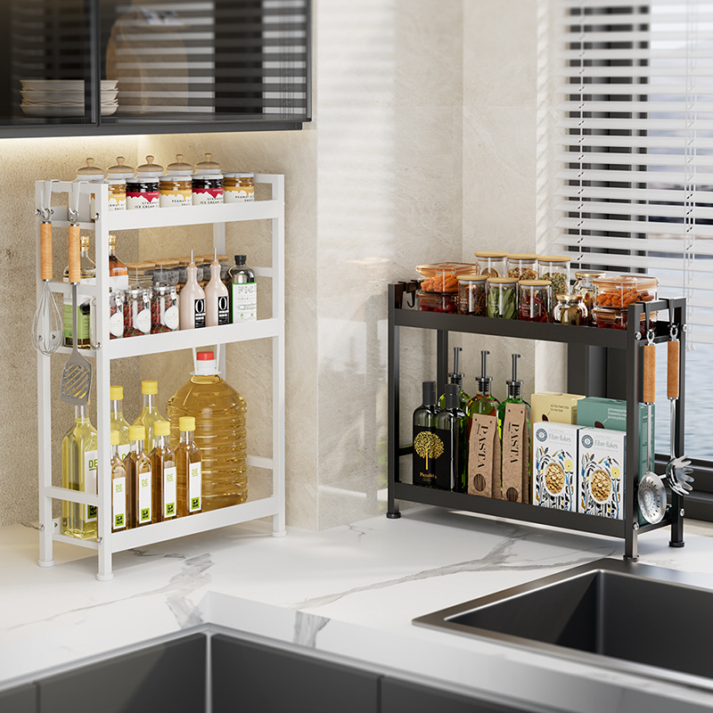 Narrow Small Kitchen Spice Shelf Chopstick Knife Stand Countertop Multi-functional Spice Cooking Utensil Storage Rack Multi-layer