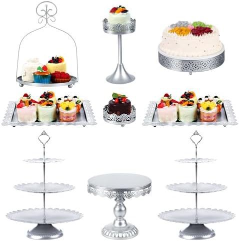 Soporte de pastel dorado de lujo ligero de estilo europeo, accesorios de fiesta de cóctel, plato de pastel, decoración, tienda de postres, juego de soporte de pastel