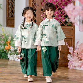 儿童唐装汉服中国风古装新中式幼儿园园服学生朗诵合唱表演服套装
