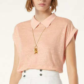 LP高版本南油尖货 亚麻棉舒适透气宽松版翻领针织衫简约大气针织