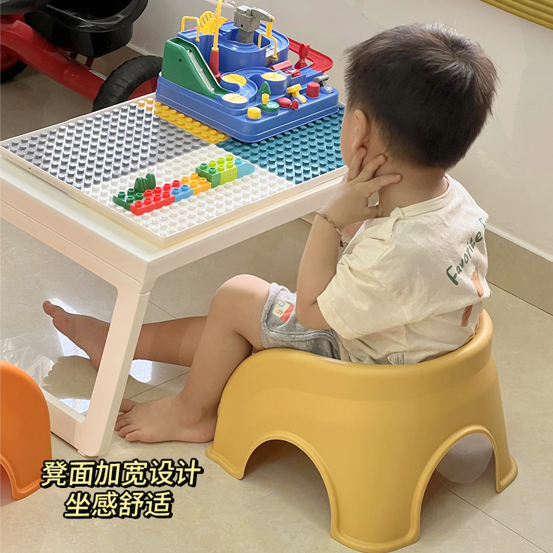 Children's Baby Small Stool with Backrest, One-Year-Old Low Stool, Plastic Dining Chair, Comfortable Long-Sitting Bench, Bath and Shoe-Changing Stool