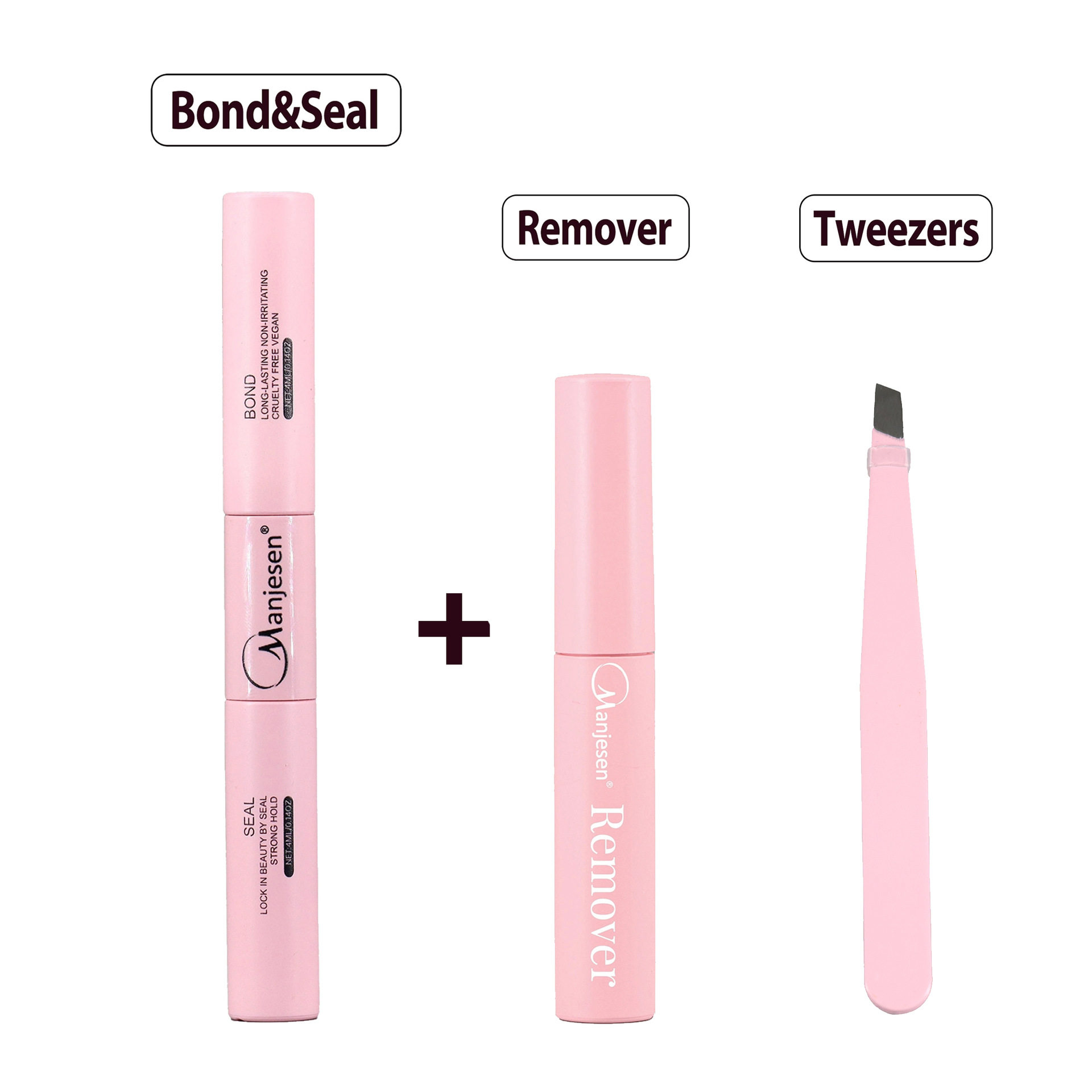 Pegamento de doble cabeza + removedor + pinzas rosadas