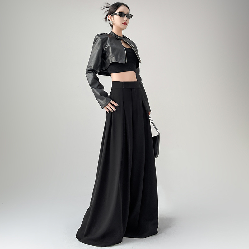 High-End Suit Wide-Leg Pants Women's Long Pants 2024 New Spring Pear-Shaped Figure Draped Slimming Look Floor-Length Pants Skirt