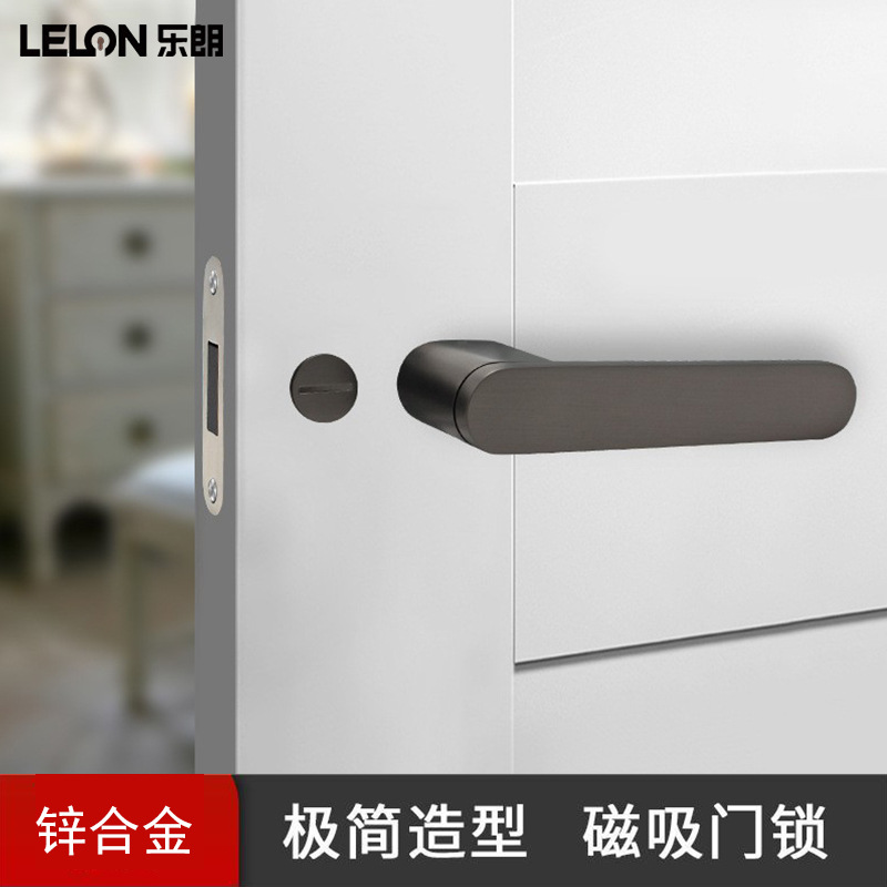Cerradura de puerta ecológica minimalista italiana aleación de zinc manija puede personalizar el conjunto completo de cerradura de madera de absorción magnética universal