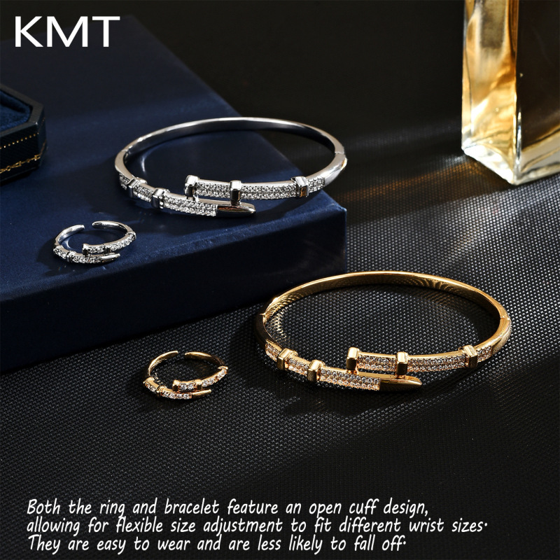 Cross-Border Accessories Wholesale Diamond-Encrusted Bracelet with Adjustable Opening, Green Diamond Vintage Nail-Style Personalized Jewelry for Women Cross-Border Accessories Wholesale Diamond-Encrusted Bracelet with Adjustable Opening, Green Diamond Vintage Nail-Style Personalized Jewelry for Women