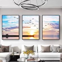 居家装饰轻奢三联画楼梯客厅墙卧室挂画装饰画ins沙发背景墙壁画