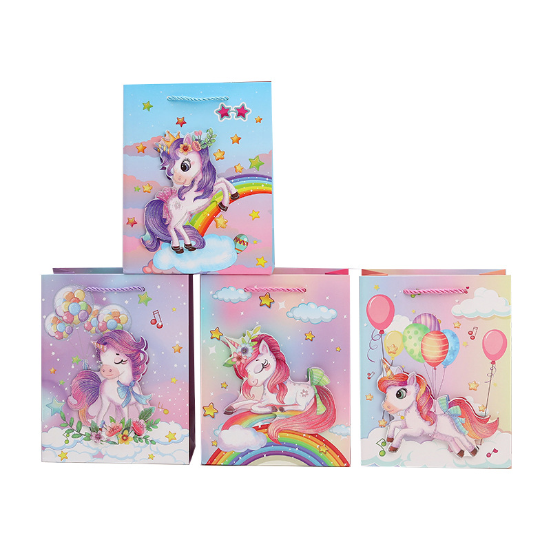 Nueva serie de dibujos animados bolsas de regalo 3D comercio exterior transfronterizo bolsa de tarjeta blanca supermercado tienda de regalos bolsa de papel al por mayor