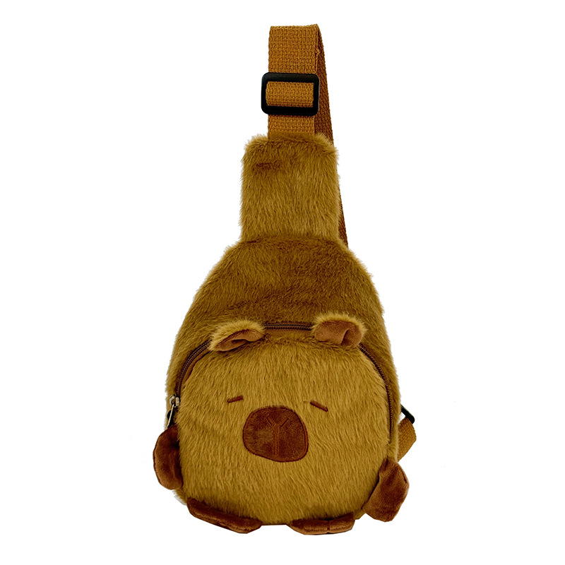 Hermosa bolsa de pecho de damas del Dolphin 2025, nuevo bolso de pelo de cinturón de dibujos animados en red, bolsa de peluche de peluche de Capibala.