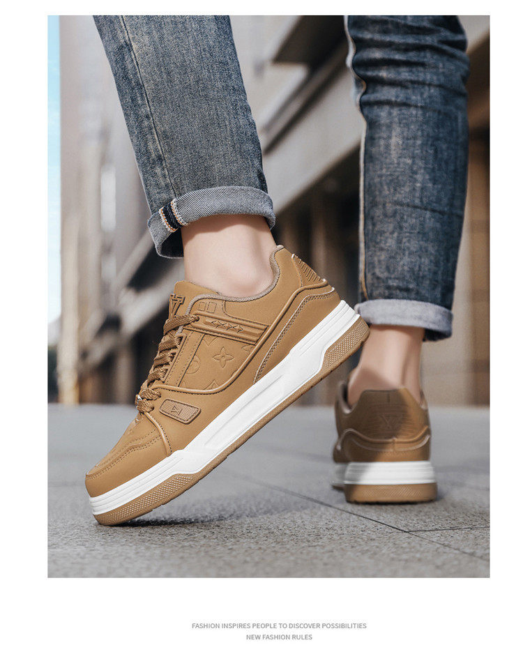 Giày sneaker nam cổ thấp đế dày phối màu, giày thể thao casual dây buộc — G8212 màu trắng, G8212 màu vàng lúa mì, G8212 trắng đen chi tiết 14