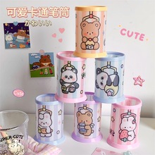 圣诞节PP韩国立体画卡通圆形笔筒 小清新文具收纳学生桌面收纳盒
