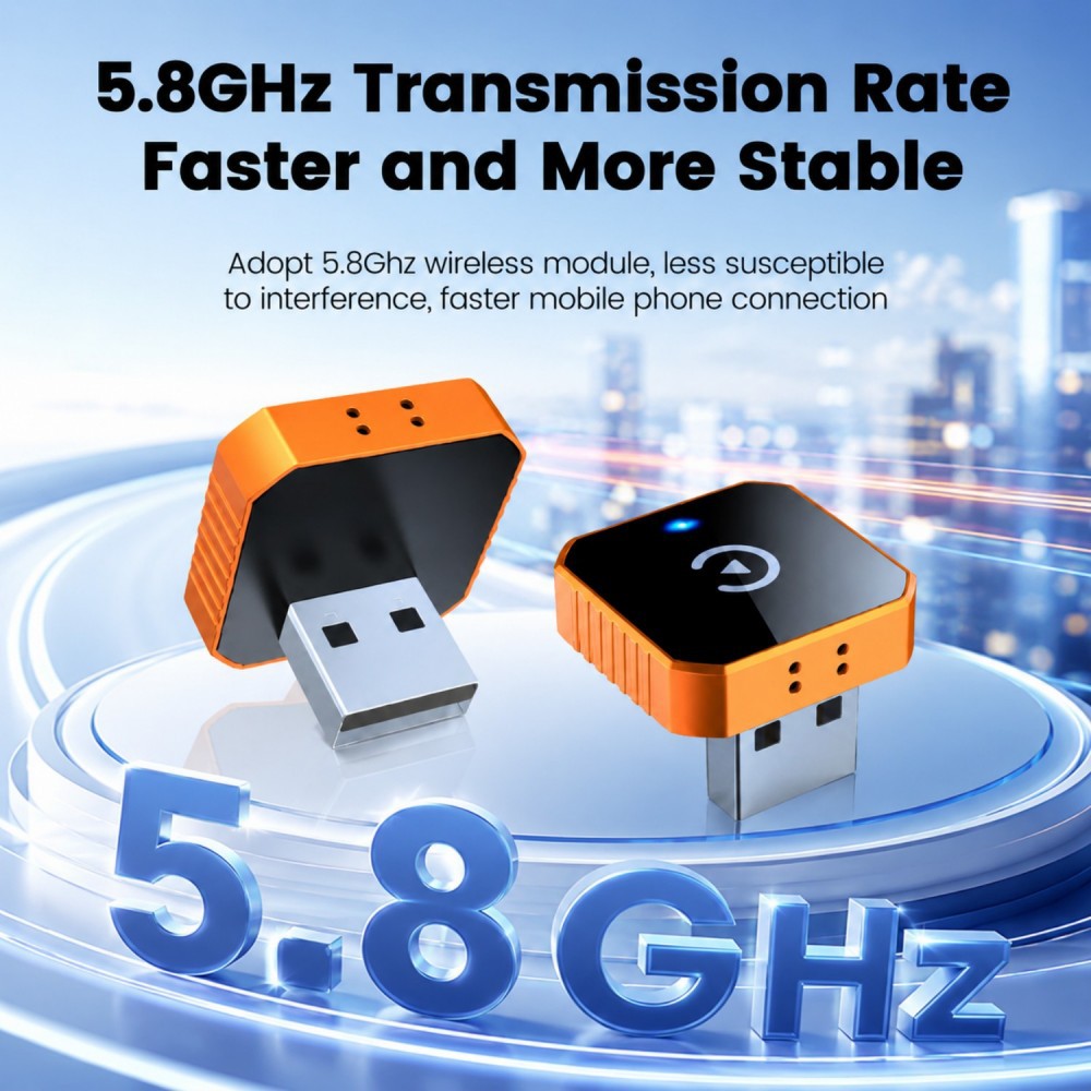Cross-Border Hot-Selling Wired-To-Wireless Carplay Box Android Auto Two-In-One Car Connectivity Adapter