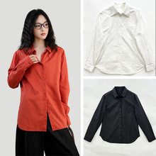 高级感橙色衬衫广州十三行女装2025新款宽松休闲百搭原创设计简约