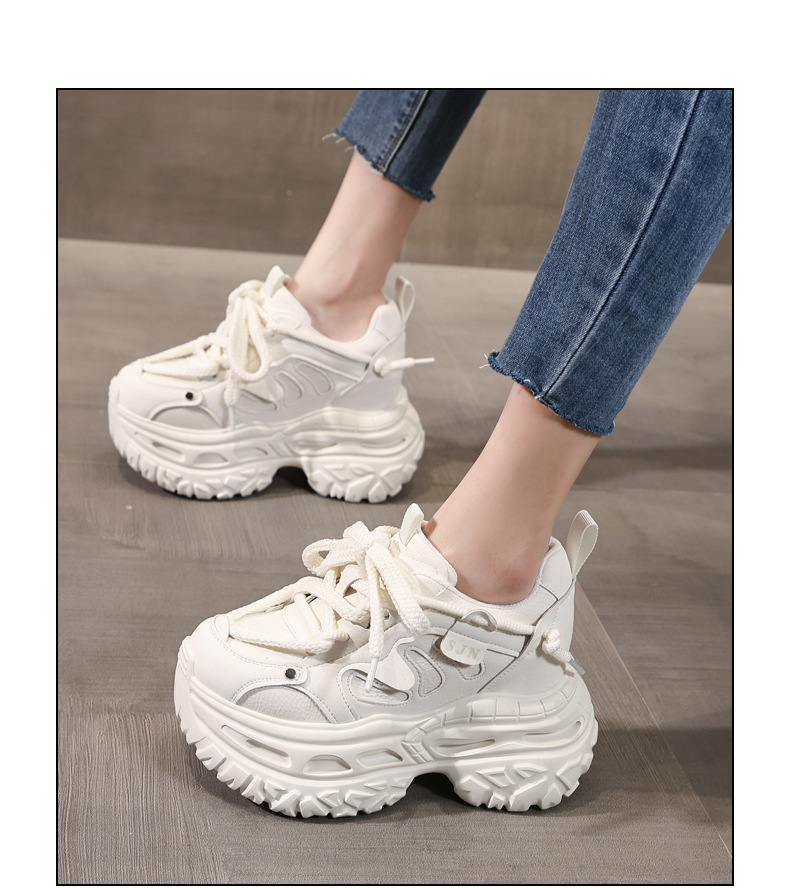 Giày sneaker nữ đế dày tăng chiều cao phong cách daddy chunky — màu đen chi tiết 14